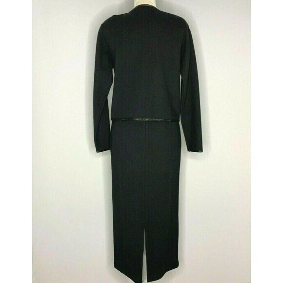 Vtg Doncaster Pencil Skirt Suit M Black Wool - Picture 5 of 9